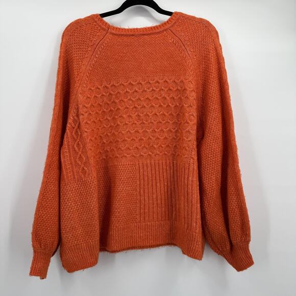 Cabi Sweater Womens XL Orange Textured Cable Knit Crewneck Harvest Pullover Boxy - Picture 4 of 11